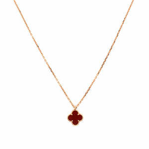 Van Cleef & Arpels Sweet Alhambra Pendant Necklace 18K Rose Gold and Carnelian